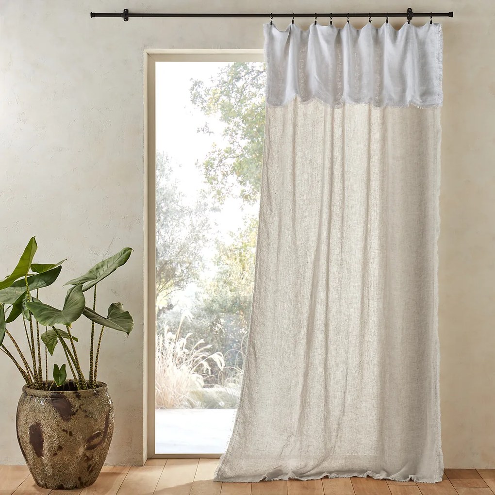 Bicolor glasgordijn in voile van linnen Beha