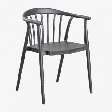 Stapelbare Set Van 2 Eetkamerstoelen Met Armleuningen Van Polypropyleen Ivor Grijs – Grafiet - Sklum