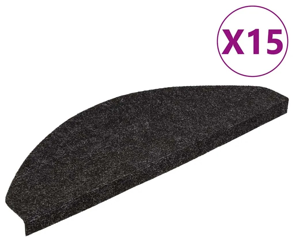 vidaXL Trapmatten zelfklevend 15 st 56x17x3 cm zwart