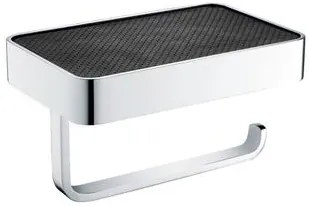 Eastbrook Vercelli messing toiletrolhouder met leren plankje chroom
