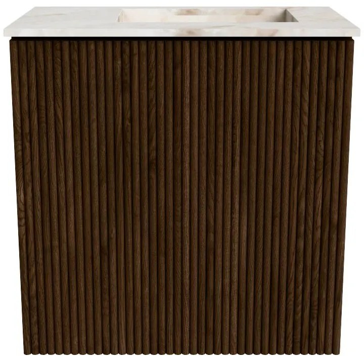 Mondiaz Joya DLux 40cm toiletmeubel walnut met wastafel faye rechts 1 kraangat frappe