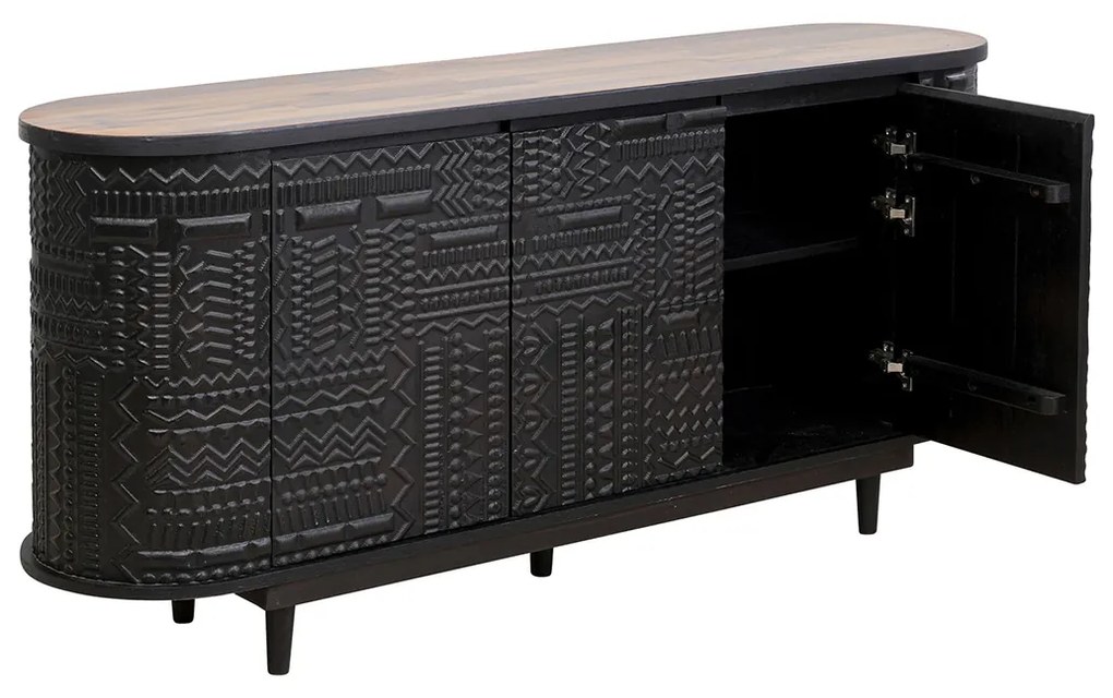 Kare Design Berber Ovaal Dressoir Houtsnijwerk - 160x38x75cm.