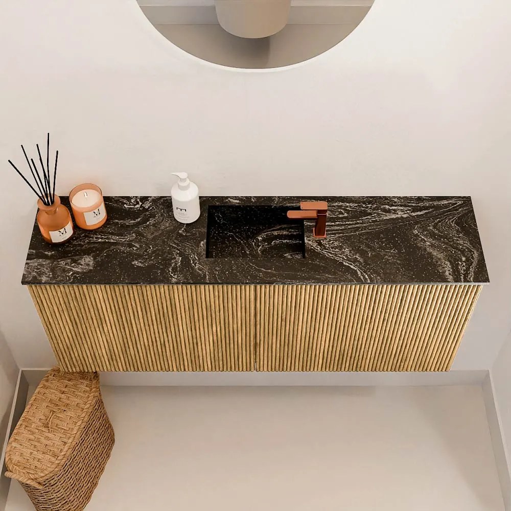 Mondiaz Joya DLux 100cm toiletmeubel oak met wastafel faye midden 1 kraangat lava
