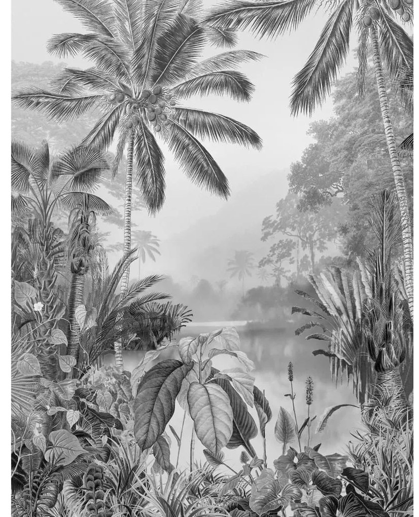 Komar Fotobehang Lac Tropical Black & White 200x270 cm