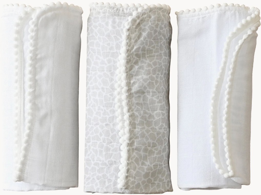Baby mini mousseline dekens Pom Pom, 3-delig