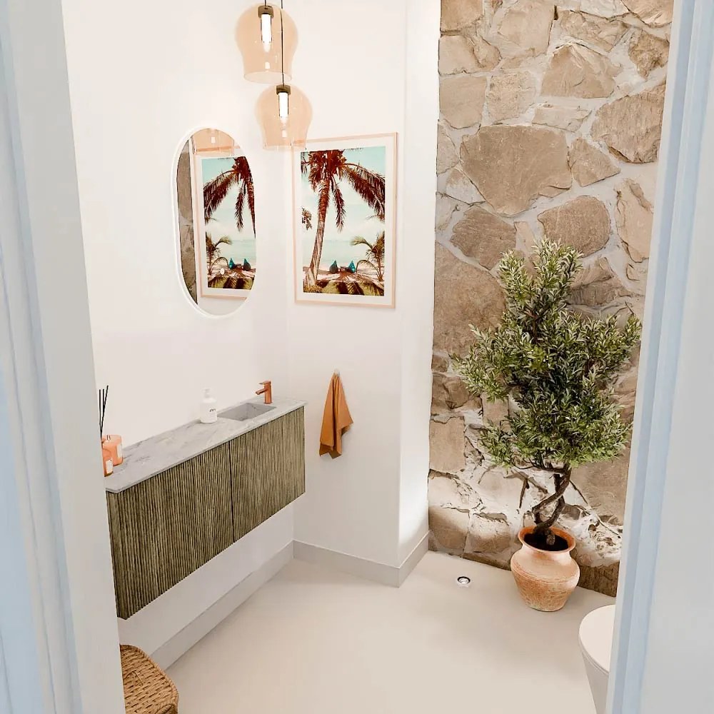 Mondiaz Joya DLux 100cm toiletmeubel dusk met wastafel faye rechts 1 kraangat glace