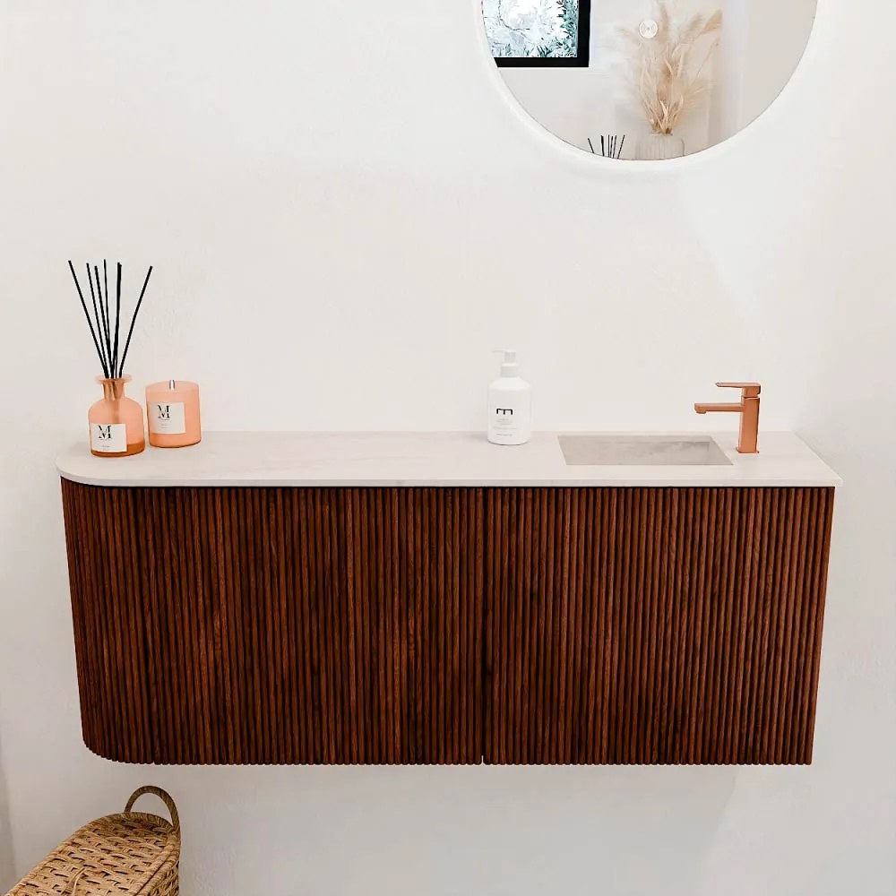 Mondiaz Joya DLux 100cm toiletmeubel ronding links ruby met wastafel faye rechts 1 kraangat meli