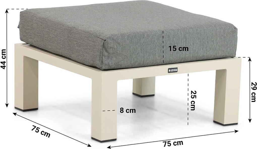 Hoek loungeset 6 personen Aluminium Taupe Lifestyle Garden Furniture Luca