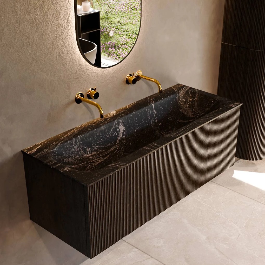 Mondiaz Kurve-dlux 120cm badmeubel shadow met 1 lade en wastafel big large midden zonder kraangat lava