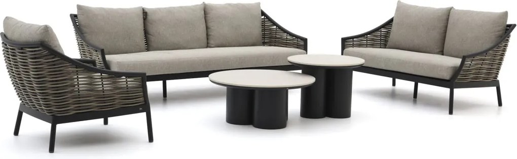 Stoel-bank loungeset Apple Bee | 6 personen | Loungeset Zwart | Aluminium | Kees Smit Tuinmeubelen