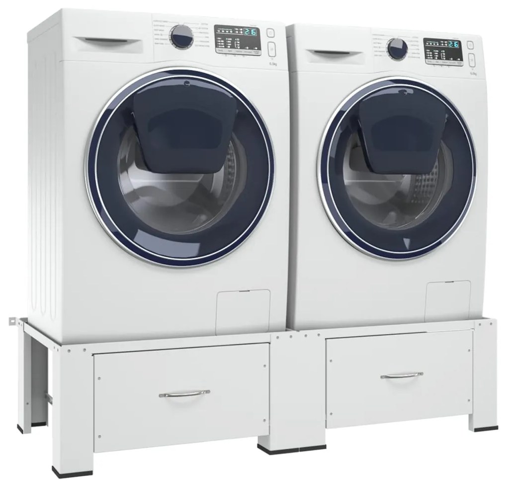 vidaXL Wasmachine- en drogerverhoger dubbel met lades wit