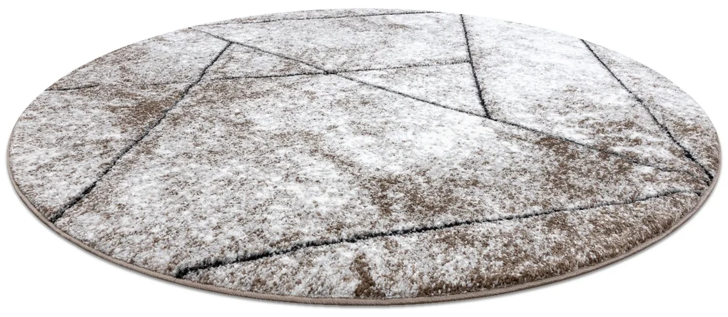 Tapijt modern COZY 8872 Rond ,  Wall, geometrisch , drieho  - Structureel,  twee poolhoogte , bruin