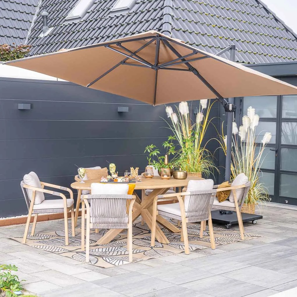 Garden Impressions Hawaii zweefparasol 300x300 cm - frame carbon black - doek taupe