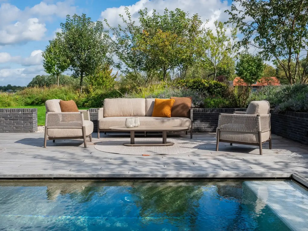 4 Seasons Outdoor Boaz loungetafel terre met ovaal blad 150 x 60 cm (H 35 cm) Loungetafel   beige weerbestendig