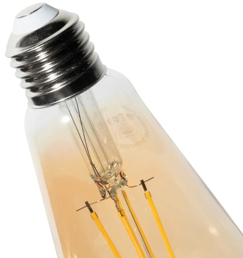 Set van 5 E27 3-staps dimabaar LED lamp ST64 goud 6W 700 lm 2700K