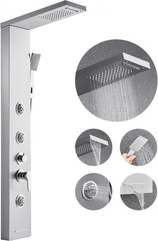 VEVOR Douchepaneeltorensysteem (5 in 1) met regendouchekop, (1345 mm) roestvrijstalen douchekolom, aan de muur bevestigd regenmassagesysteem, met handdouche en baduitloop en 3 lichaamsjets