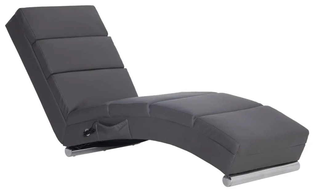 vidaXL Massage chaise longue kunstleer grijs