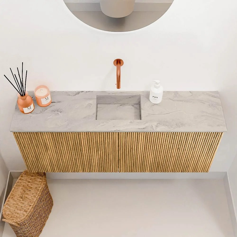 Mondiaz Joya DLux 100cm toiletmeubel oak met wastafel faye midden zonder kraangat glace