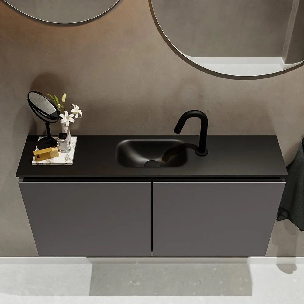 Mondiaz Ture 100cm toiletmeubel dark grey met wastafel urban midden 1 kraangat