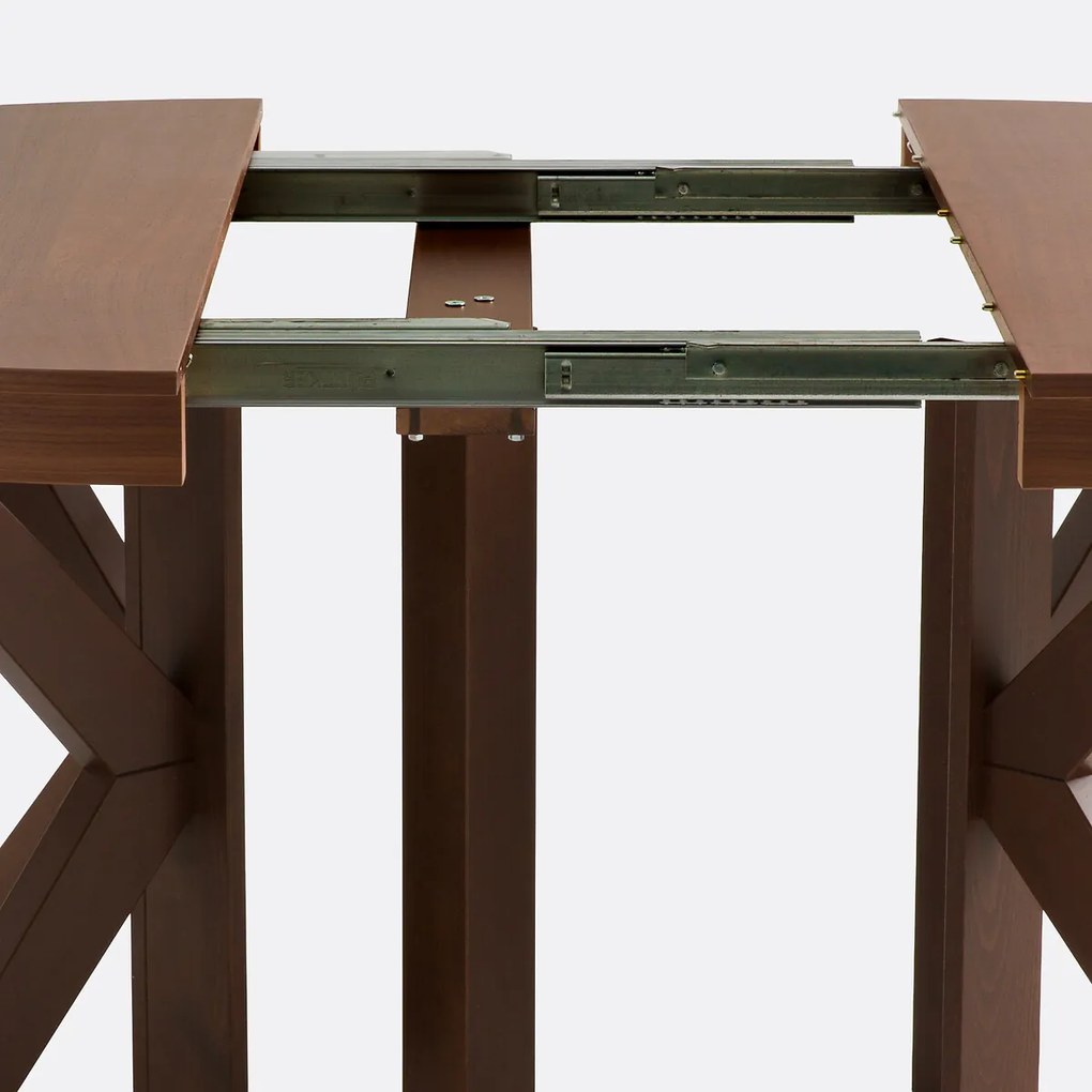 Eettafel, 6 tot 12 personen, notenfineer en gekleurde beuk, GOSLING