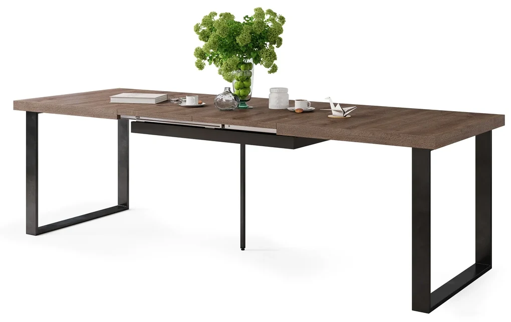 AVELLA Bruin Eik - LOFT TAFEL VOOR WOONKAMER/EETKAMER UITKLAPBAAR TOT 3,1 m!