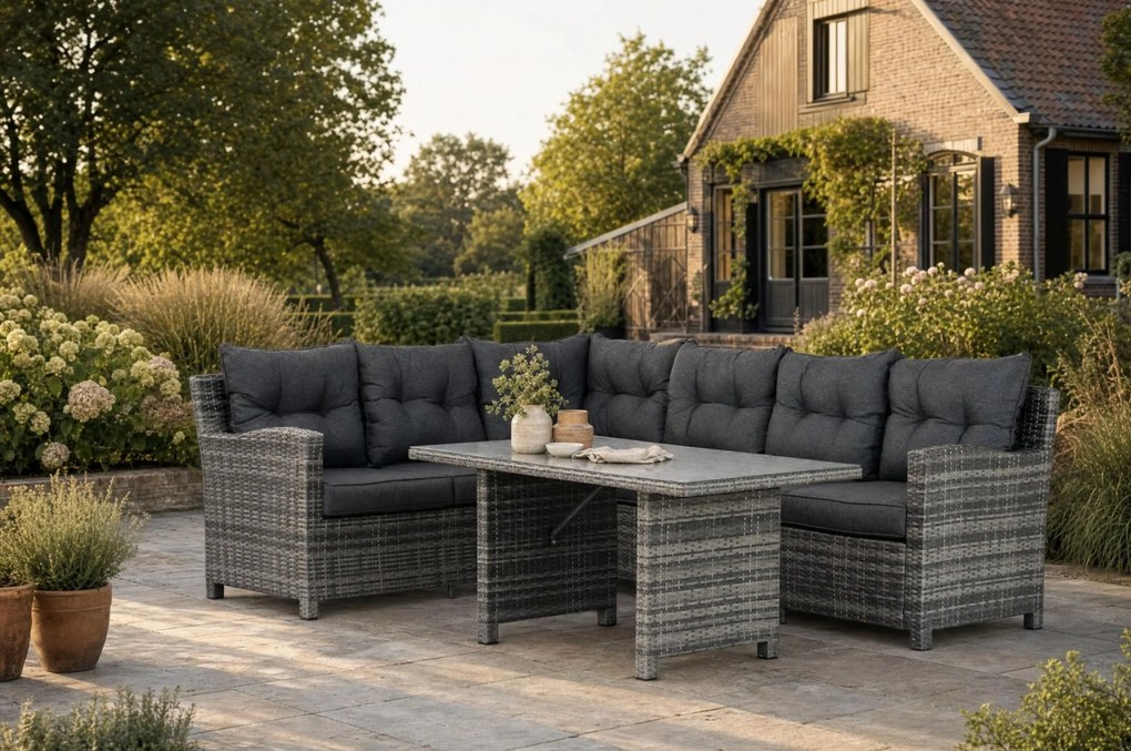 Dining Loungeset 6 personen Wicker Grijs Domani Furniture Beluga