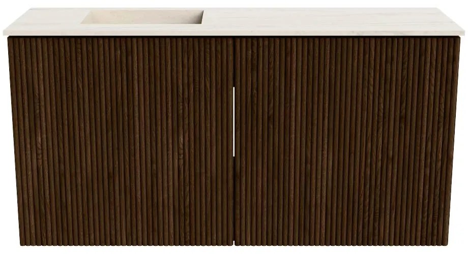 Mondiaz Joya DLux 80cm toiletmeubel walnut met wastafel faye links 1 kraangat meli