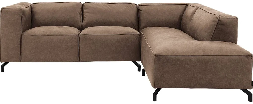 Goossens Bank Calvin bruin, micro leer, 2-zits, modern design met ligelement rechts