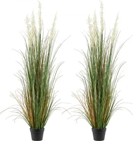VEVOR Kunstgras Plant, 2-Pack, 1499 mm, Kunstrietgras in Pot, PVC Kunstplant, Grasstruik, Struiken voor Binnen & Buiten, Huis, Tuin, Kantoor, Kamerdecoratie, Housewarming Party, Groen