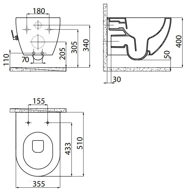 SaniGoods Bidet toilet met warm en koudwater sproeier randloos zonder zitting