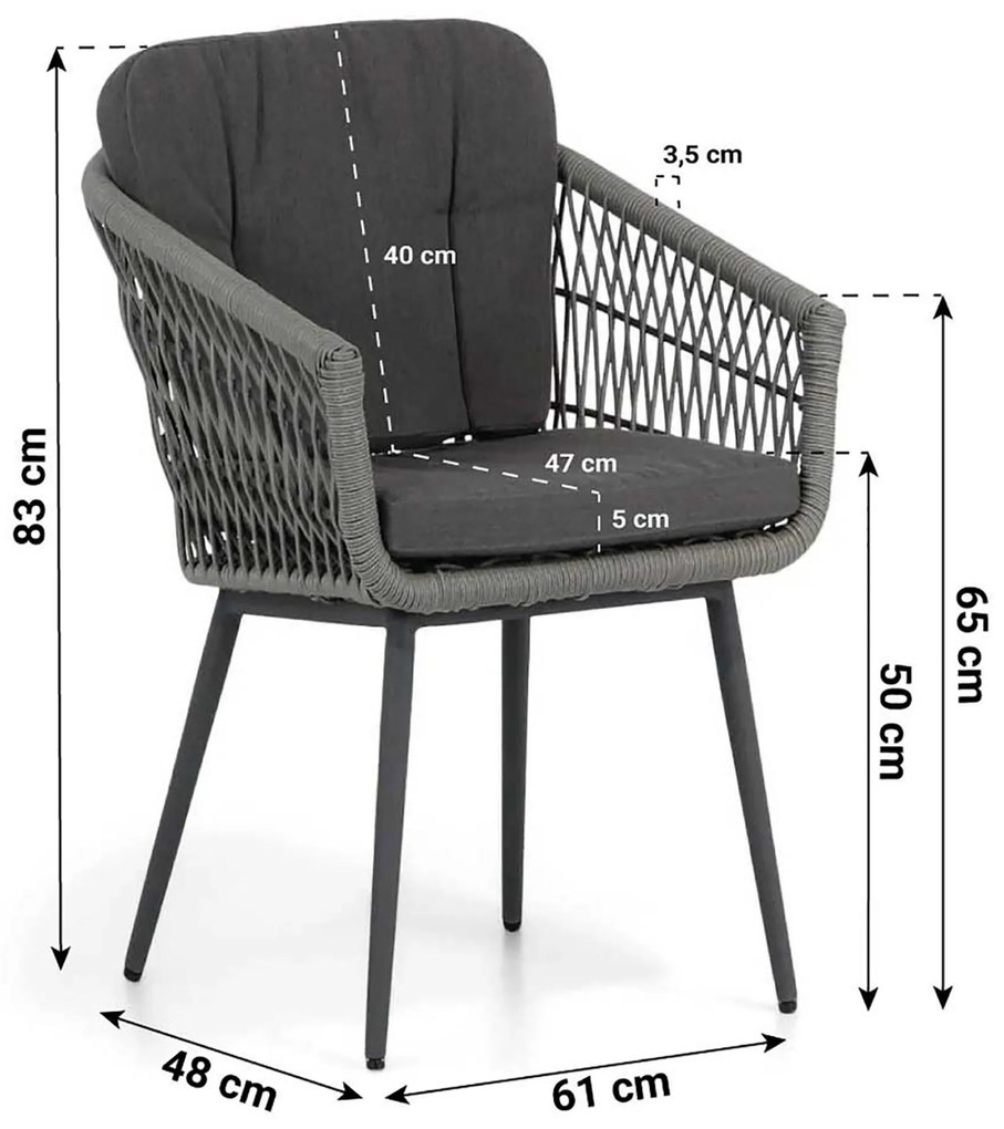 Tuinset 6 personen 240 cm Rope Grijs Lifestyle Garden Furniture Western/Matale