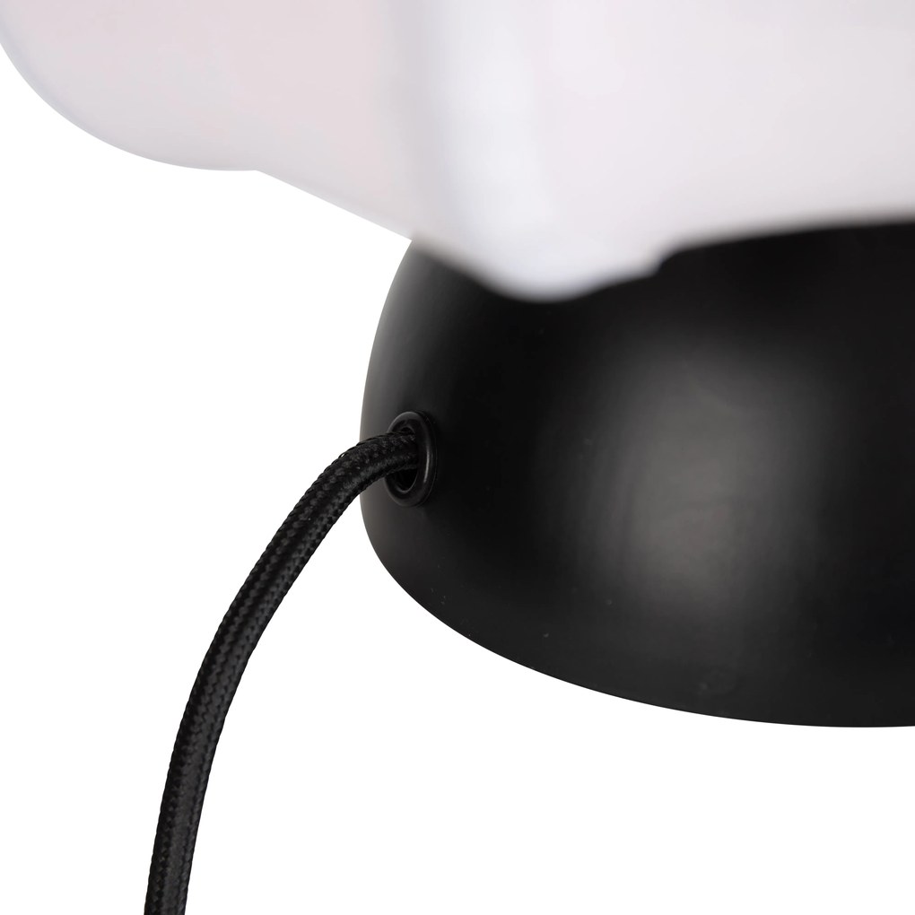 Stoffen Japandi tafellamp zwart met witte kap - NoriJapandi E27 Scandinavisch rond Binnenverlichting Lamp