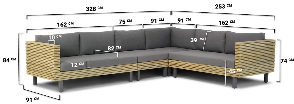 Loungeset 7 personen Teak Old teak greywash  Lifestyle Garden Furniture New York