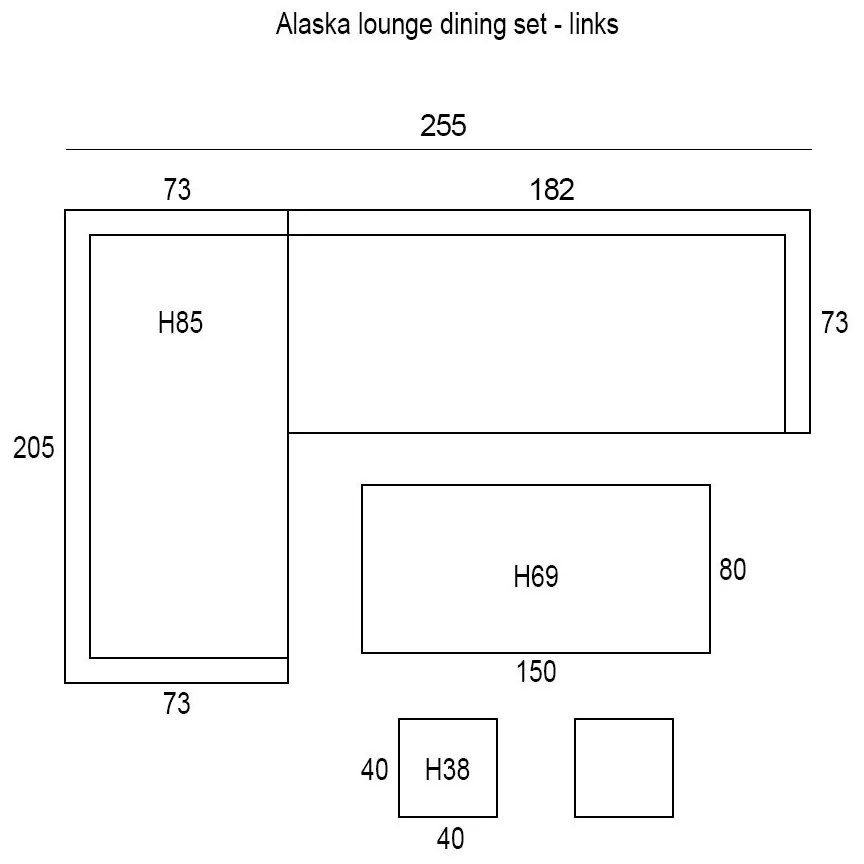 Garden Impressions Alaska lounge dining set 5-delig links - light teak vironwood