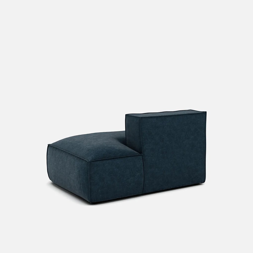 Loungebank element rechts voor modulaire bank, in fluweel met structuur, SEVEN