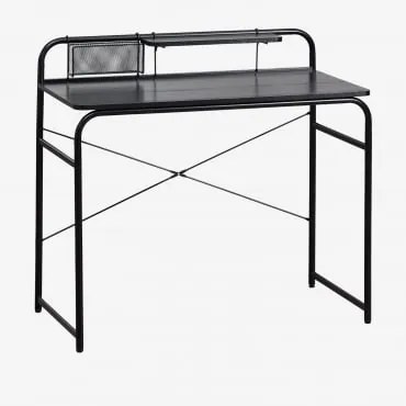 Sibila Bureau 100x45 Cm In Staal En Hout Zwart - Sklum