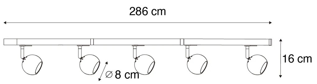 Modern railsysteem met 5 Spot / Opbouwspot / Plafondspots goud 1-fase - Iconic Gissi Modern GU10 Binnenverlichting Lamp