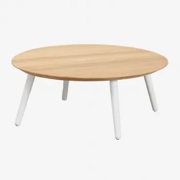 Ronde Tuintafel Ø80 Cm Van Teakhout En Aluminium Salbury Wit - Sklum