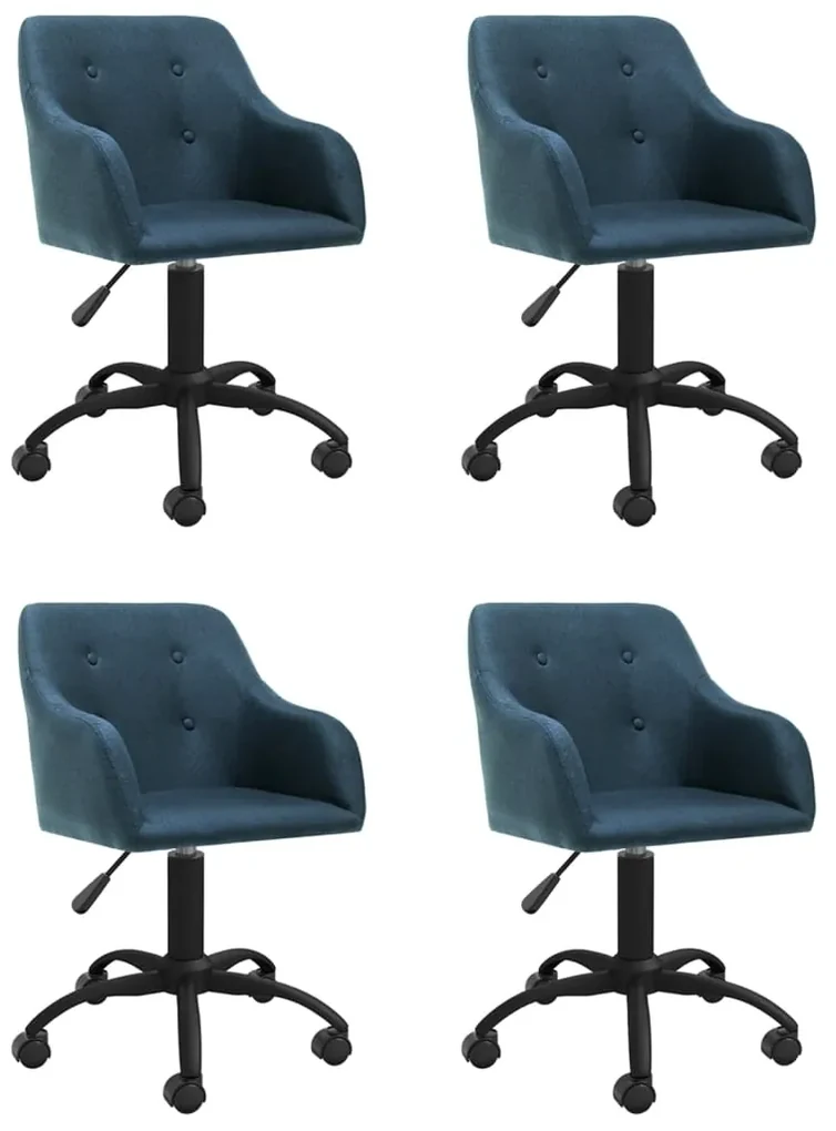 vidaXL Eetkamerstoelen draaibaar 4 st stof blauw