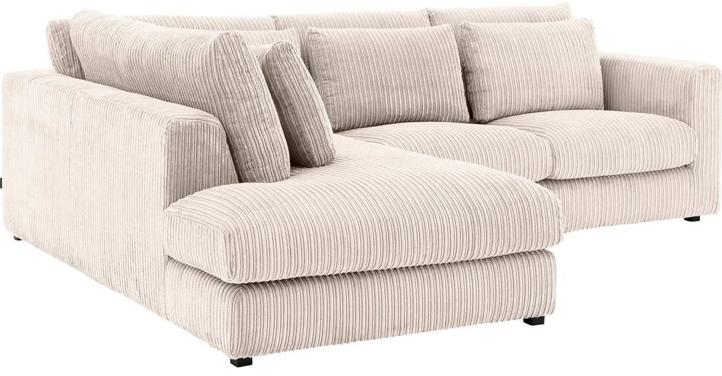 Goossens Bank Ravenia beige, stof, 2-zits, stijlvol landelijk met ligelement links