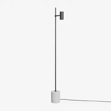 Nevis Richtbare Led-vloerlamp Van Aluminium En Beton Zwart - Sklum