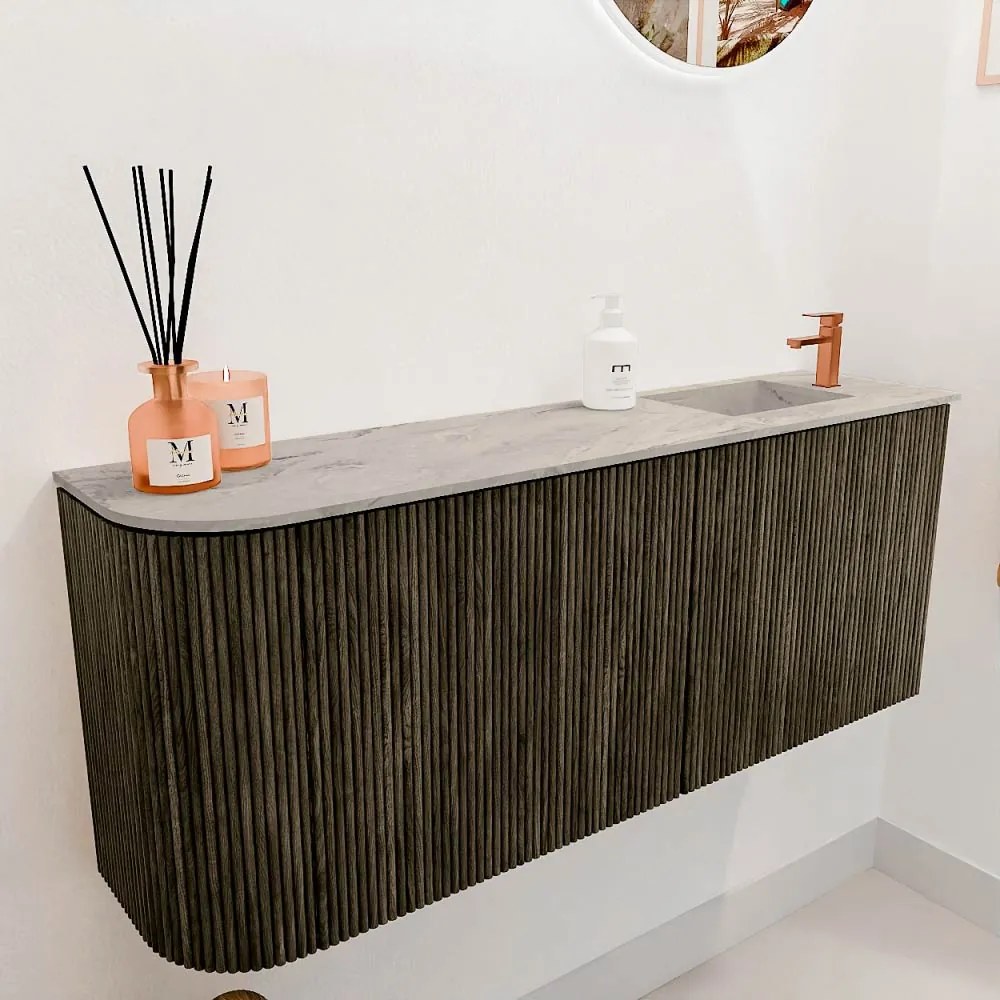 Mondiaz Joya DLux 100cm toiletmeubel ronding links shadow met wastafel faye rechts 1 kraangat glace
