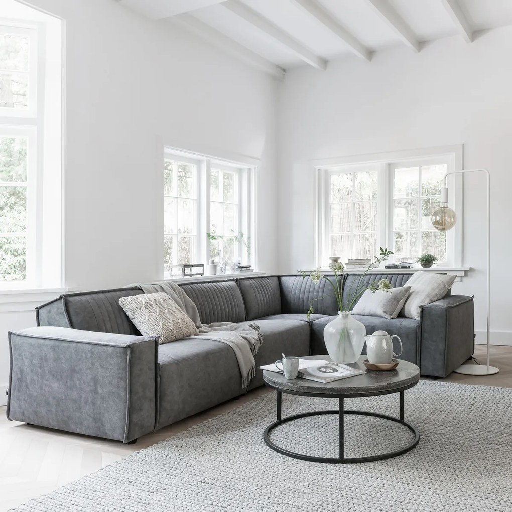 Must Living Mont Blanc Ronde Salontafel Basalt Steen 60cm - 60 X 60cm.