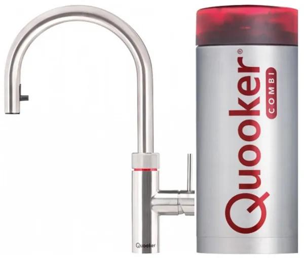 Quooker Flex keukenkraan koud, warm en kokend water inclusief uittrekbare uitloop met Combi+ reservoir RVS 22+XRVS