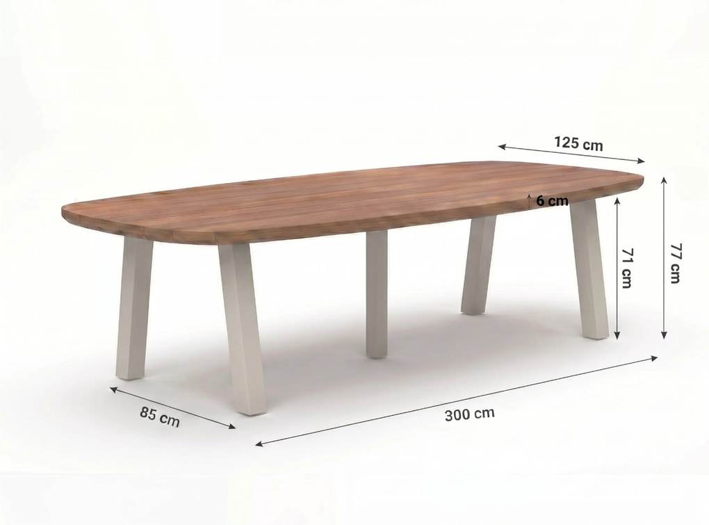 Dining Tuintafel rechthoekig 300 x 100 cm loft Zand/Beige Falcon/Glasgow