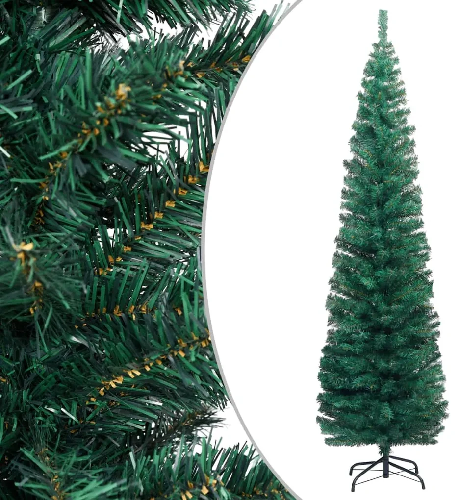 vidaXL Kunstkerstboom met LED's en kerstballen smal 180 cm groen