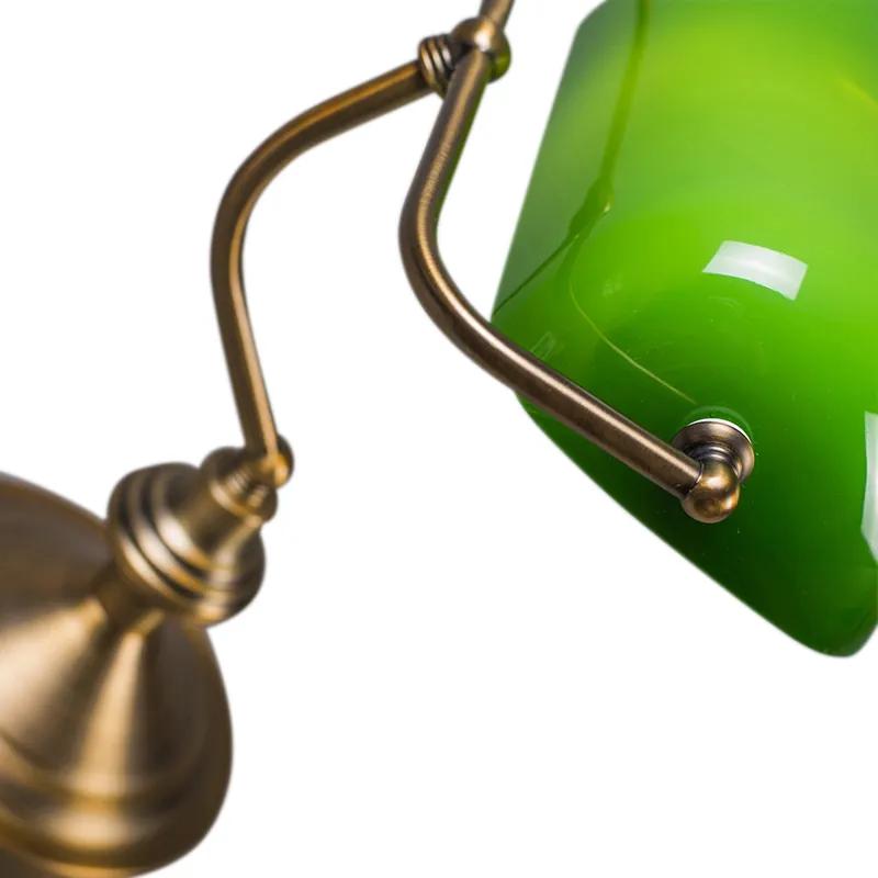 Smart Klassieke tafellamp brons met groen glas incl. Wifi A60 - Banker Klassiek / Antiek, Retro E27 rond Binnenverlichting Lamp
