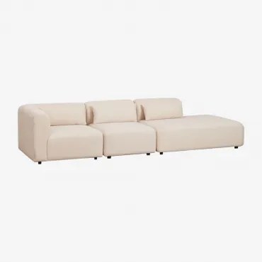 3-delige Modulaire Hoekbank Met Rechter Chaise Longue Fogler Teddystof Crème Beige - Sklum