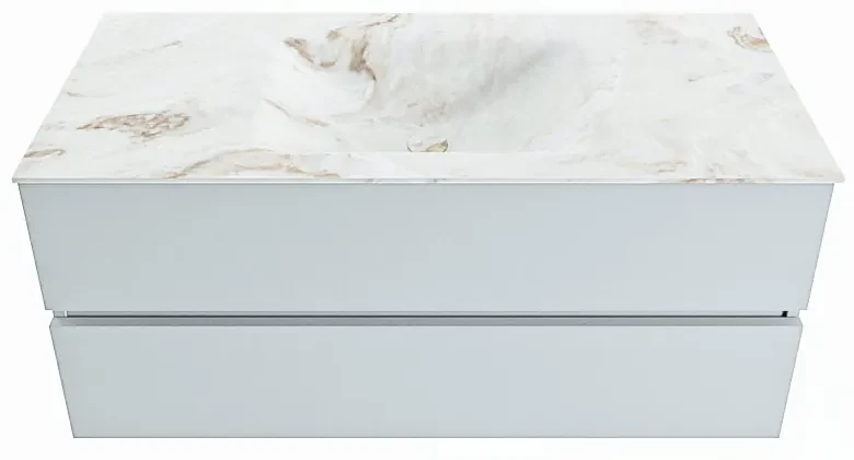 Mondiaz Vica DLux badmeubel 110cm clay 2 lades met wastafel frappe midden zonder kraangat