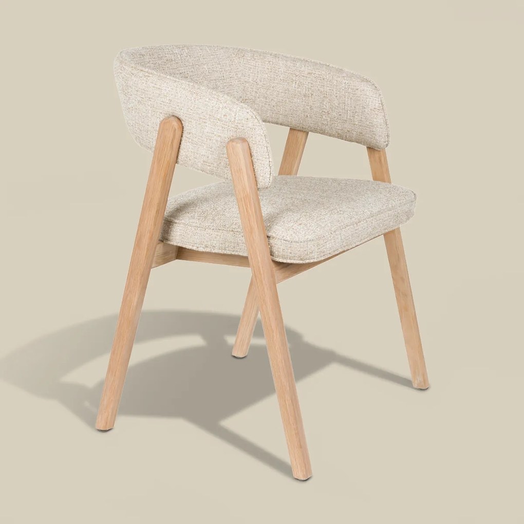 Eiken Eetkamerstoel Met Armleuningen Beige